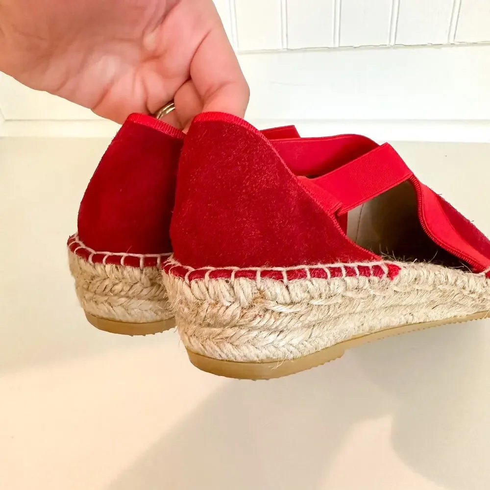 La Maison de L' Espadrille Suede Slip On Espadrille Sandal Red 36